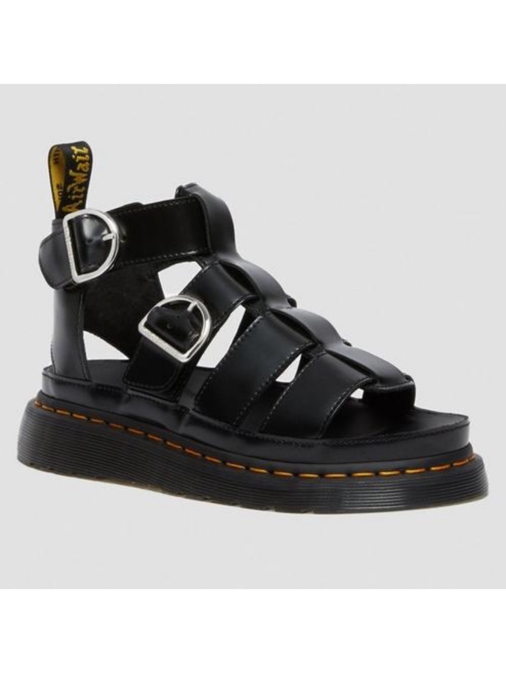 Dr. Martens Mackaye Leather Strap Sandals Black Buttero Gladiator Sandal Size 7
